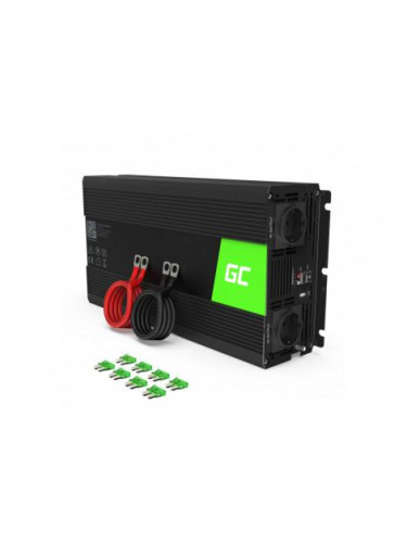 Инвертор GREEN CELL, 12/220V, DC/AC, 1500W/3000W, Чиста синусоида