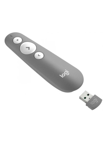 Безжичен презентер Logitech R500s, Bluetooth, 2.4 GHz Wireless, Сив
