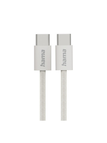 HAMA Кабел за зареждане "Fabric", USB-C - USB-C, 1 m, Nylon, сив