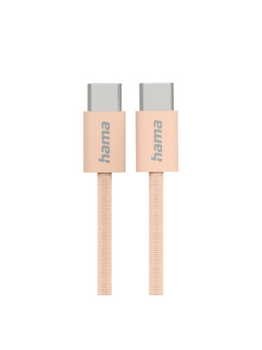 HAMA Кабел за зареждане "Fabric", USB-C - USB-C, 1 m, Nylon, оранжев