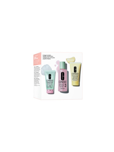 КОМПЛЕКТ CLINIQUE Skin School Supplies: Cleanser Refresher Course Skincare Set For Oily Skin Types (Type 3 & 4) Сапун дамски  