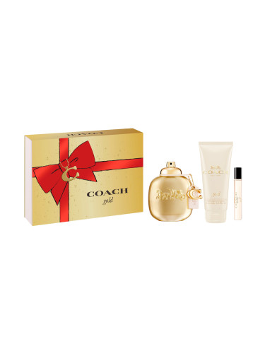 КОМПЛЕКТ COACH Woman Gold Parfum + Travel Spray + Body Lotion Parfum дамски 90ml
