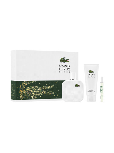 КОМПЛЕКТ LACOSTE L.12.12 Blanc Eau De Toilette + Travel Spray + Shower Gel Тоалетна вода (EDT) мъжки 100ml