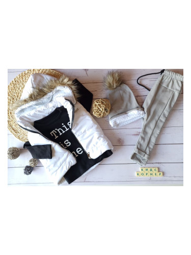 Бебешки комплект с бяла грейка This is me