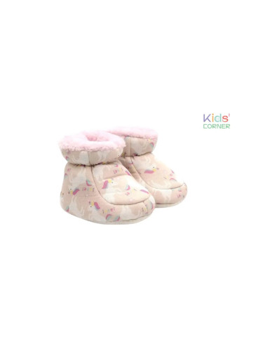 Топли бебешки пантофки Unicorn - light pink