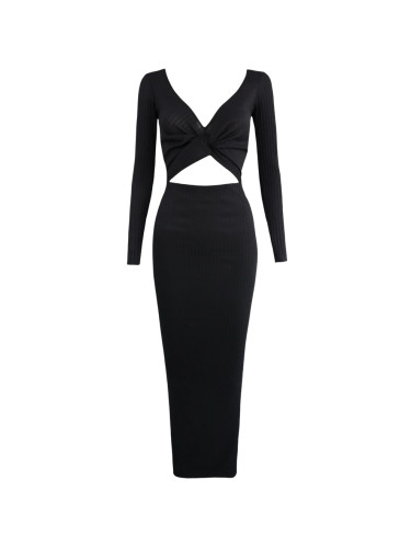 Рокля BLACK KNITTING LONG