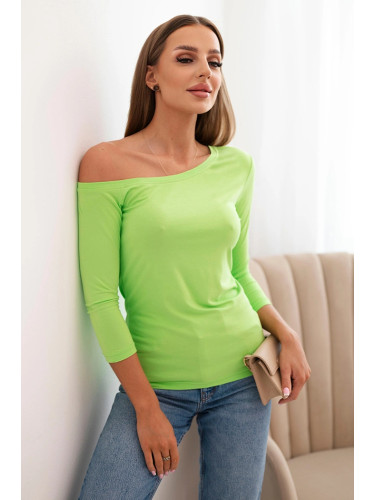 Kesi Women's blouse with an off-shoulder design made of viscose with 3/4 sleeves light green