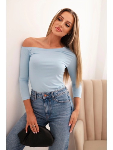 Kesi Women's blouse with one shoulder made of viscose with 3/4 sleeve blue