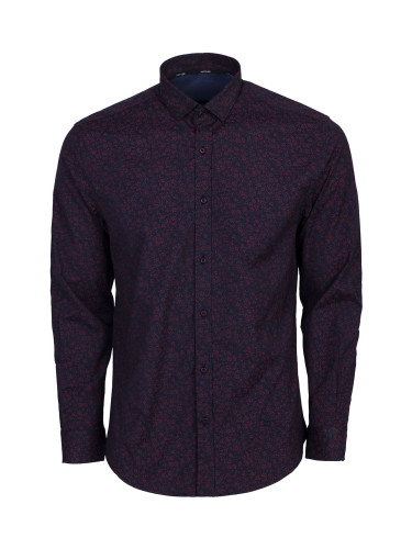 Мъжка риза в тъмно синьо с бордо