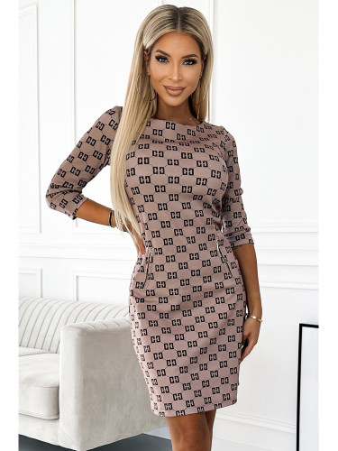 Къса дамска рокля в бежов цвят 420-3