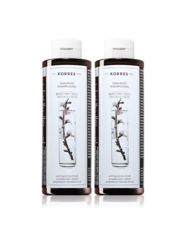 Korres Almond & Linseed шампоан за суха и увредена коса изгодна опаковка