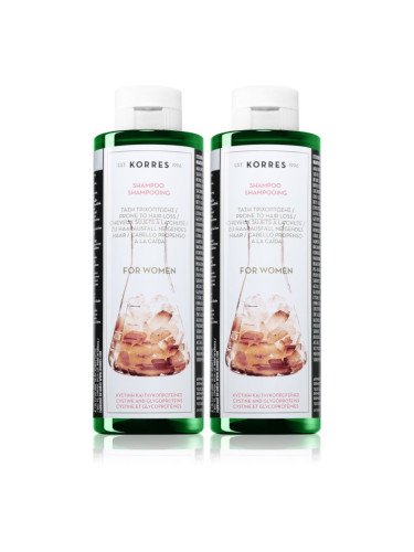 Korres Cystine & Glycoprotein шампоан против оредяване на косата и косопад изгодна опаковка