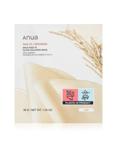 Anua Rice 70% + Ceramide Clow Collagen Mask озаряваща маска за лице с колаген 1 бр.