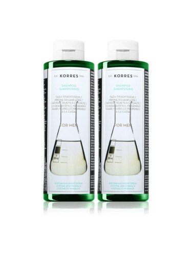 Korres Cystine & Minerals шампоан против косопад изгодна опаковка за мъже