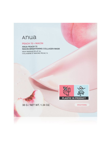 Anua Peach 70% Niacin Brightening Collagen Mask озаряваща маска за лице с колаген 1 бр.