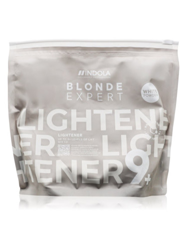 Indola Blond Expert Lightener 9+ изсветляваща пудра за боядисана коса и коса с кичури White 450 гр.