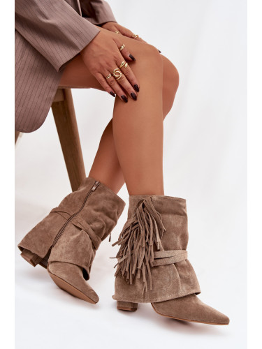 Дамски боти до глезена с пискюли Evelisse