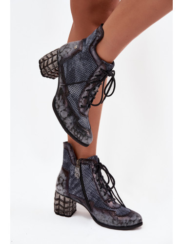 Дамски кожени боти до глезена с ток Maciejka