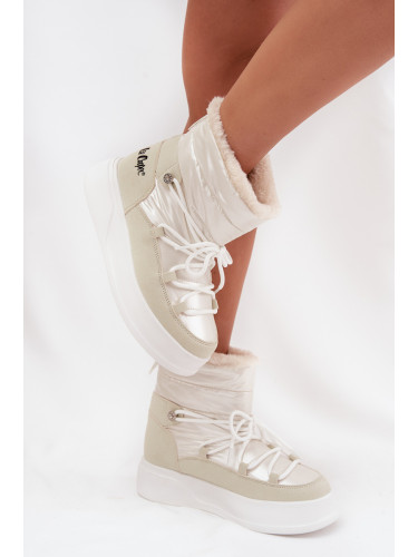 Дамски снежни ботуши на платформа Lee Cooper, бели