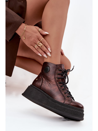 Кожени ботуши на платформа Maciejka