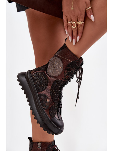 Maciejka кожени боти на платформа