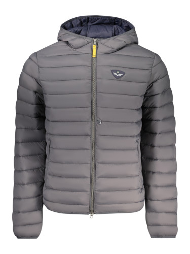 Сиво ватирано яке с качулка