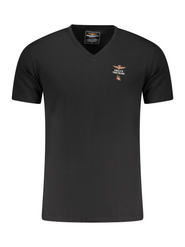 Черна мъжка тениска с V-образно деколте