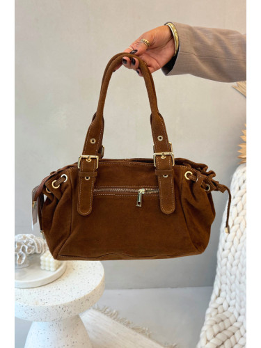 Дамска чанта от велур Camel Ovelia