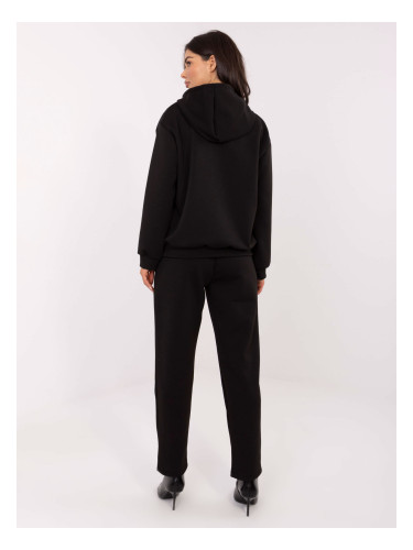 Черен дамски комплект с качулка