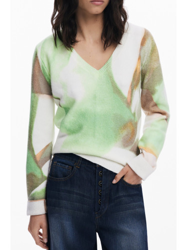 Пуловер с шарки и V-образно деколте