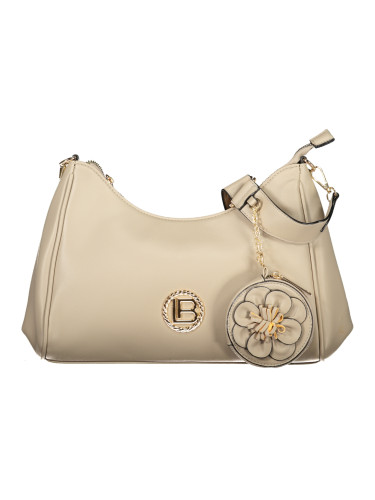 Елегантна бежова чанта с флорална висулка
