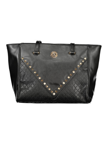 Голяма черна чанта с декоративни детайли