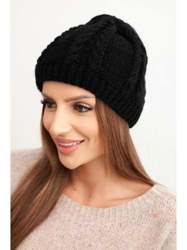 Дамска зимна шапка с плитка K452 черна