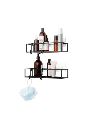 Комплект от 2 бр. стенни органайзери за баня UMBRA CUBIKO - цвят черен