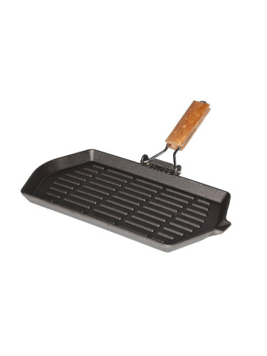Чугунен грил тиган MUSTANG със сгъваема дръжка - 35 х 21 x h3 см