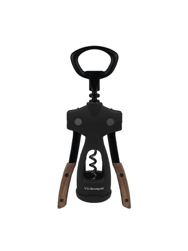 Стоманен тирбушон Vin Bouquet с дървена дръжка - черен