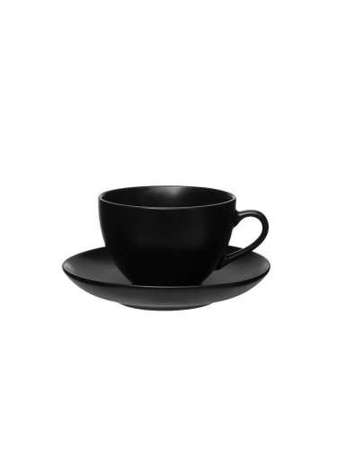 Чаша с чинийка MAKU керамични - 225 мл - цвят черен