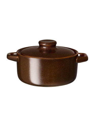 Керамично гювече MAKU BROWN EDITION с капак - Ø12 см - цвят кафяв