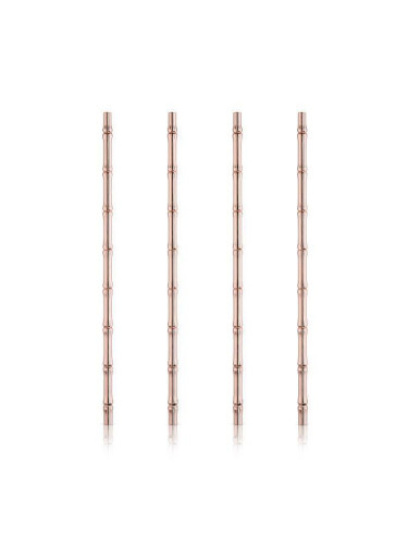 Сет коктейлни сламки VISKI Bamboo Copper с медно покритие - 4 бр.