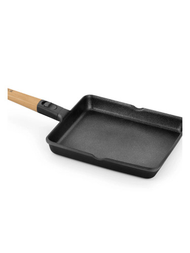 Квадратен индукционен тиган BRA MARKET с мобилна дръжка - 28 х 28 x h6 см