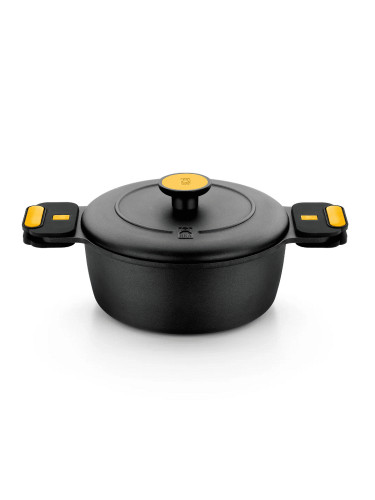 Индукционна тенджера BRA ORIGEN с незалепващо покритие и капак - Ø24 х h10 см