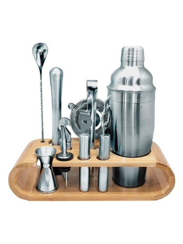 Сет за коктейли Vin Bouquet с бамбукова стойка - 10 части