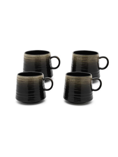 Комплект от 4 бр. порцеланови чаши за чай BREDEMEIJER ORINO - сиво-черни