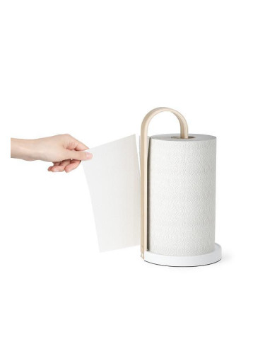 Стойка за кухненска хартия UMBRA BELLWOOD - цвят бял и дърво