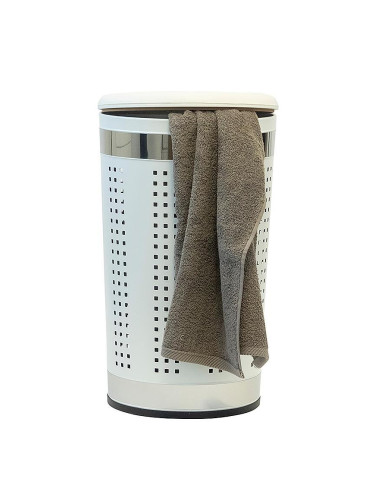 Kош за пране и табуретка KELA SEVILLA 2 в 1 - цвят бял