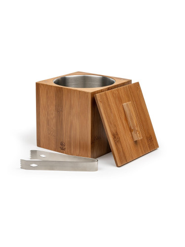 Двустенен бамбуков съд (ледарка) за лед LEOPOLD VIENNA BAROLO с щипки и капак