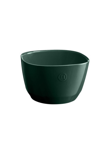 Квадратна керамична купа за салата EMILE HENRY Salad Bowl M - 22 х 22 см - цвят зелен кедър