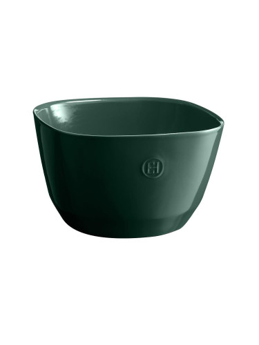 Квадратна керамична купа за салата EMILE HENRY Salad Bowl L - 26 х 26 см - цвят зелен кедър