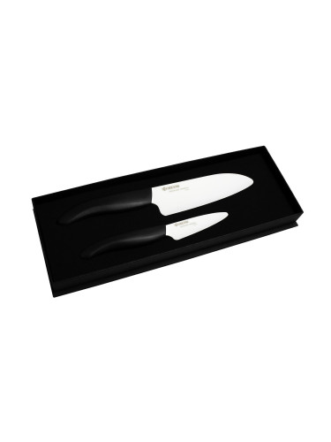 Комплект от 2 броя керамични ножове KYOCERA с бяло острие и черна дръжка