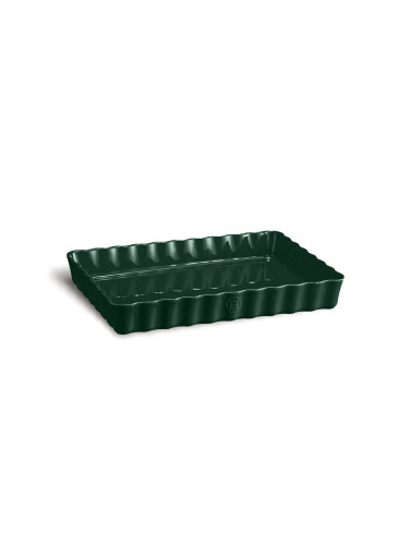 Керамична правоъгълна форма за тарт дълбока EMILE HENRY DEEP RECTANGULAR TART DISH - 33.5 х 24 см - цвят зелен кедър